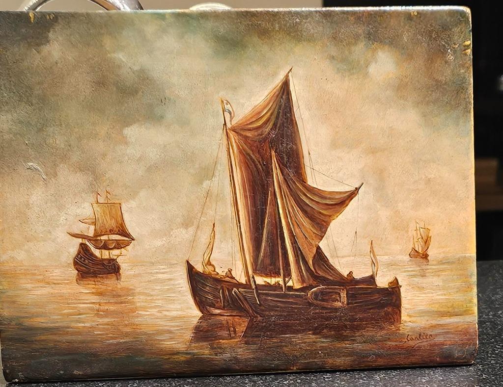 SCHILDERIJ OP HOUTEN PANEEL, Antiek en Kunst, Ophalen of Verzenden