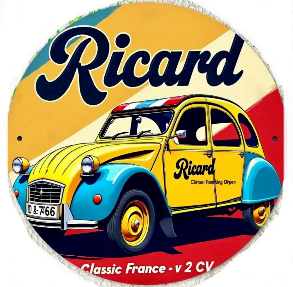 Panneau vintage Ricard 2CV - Mancave pool house neuf, Enlèvement ou Envoi, Comme neuf, Panneau publicitaire