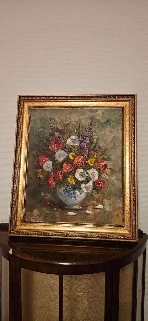 Tableau peinture fleurs, Antiquités & Art