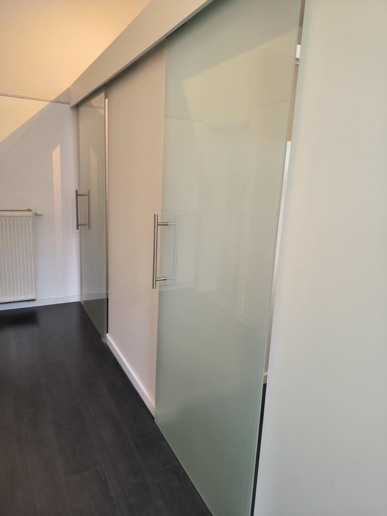 Melkglazen schuifdeuren (5) 215 cm op 93 cm merk MIG, Doe-het-zelf en Bouw, Deuren en Vliegenramen, Ophalen