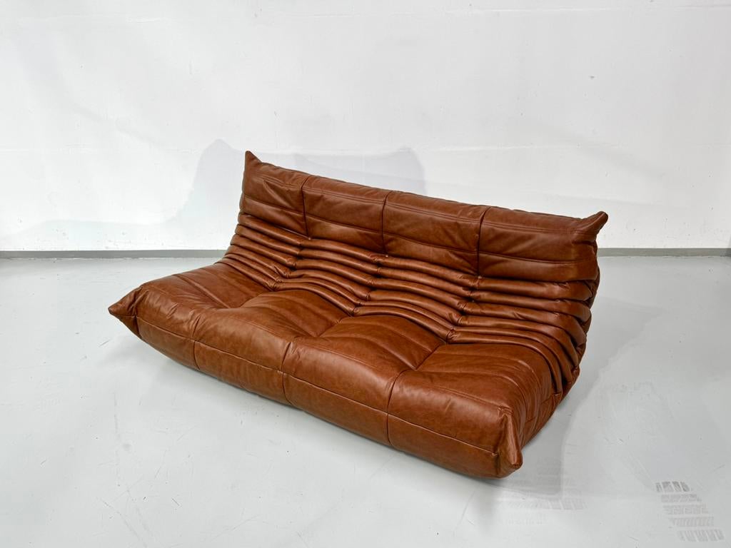 Togo Sofa in Cognac attributed to M.Ducaroy - Ligne Roset., Maison & Meubles, Canapés | Salons, Trois personnes, 100 à 125 cm