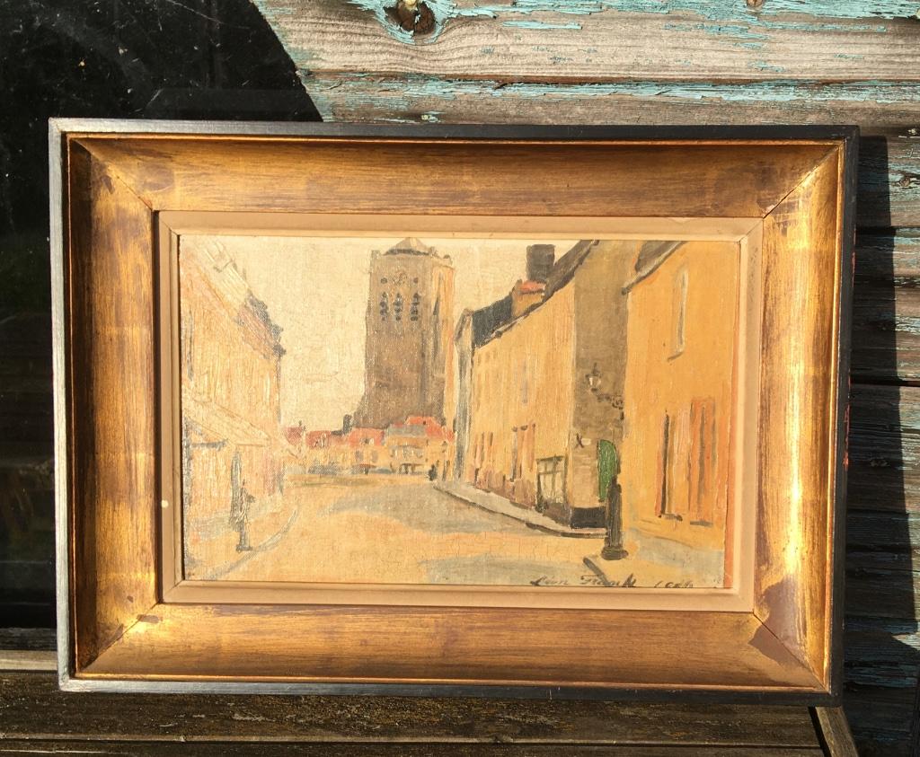 1906 olieverfschilderij van Léon Franck met dorpszicht, Antiek en Kunst, Ophalen