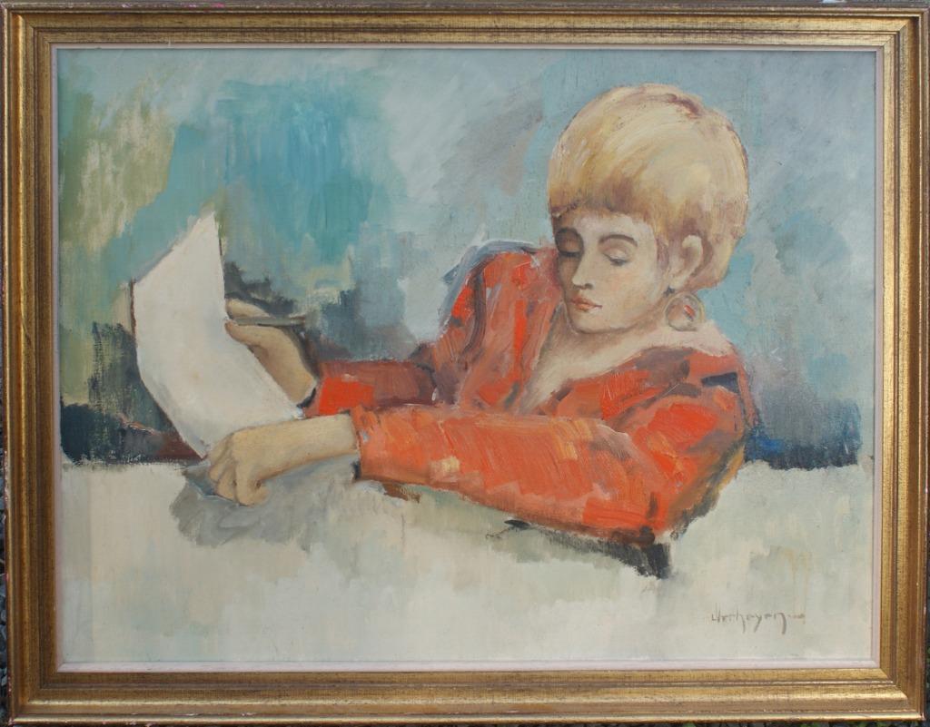 L. Verheyen: Lezend meisje (O/D, 88 x 68 cm), Antiek en Kunst, Kunst | Schilderijen | Klassiek, Ophalen of Verzenden