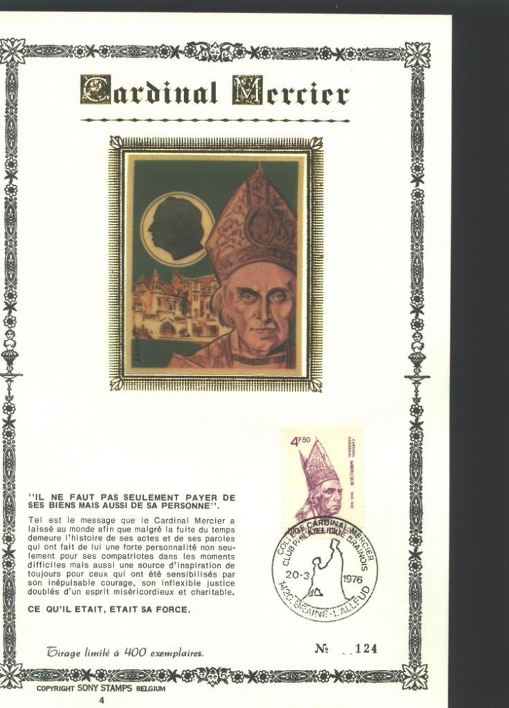 1976 Cardinal Mercier, Timbres & Monnaies, Envoi