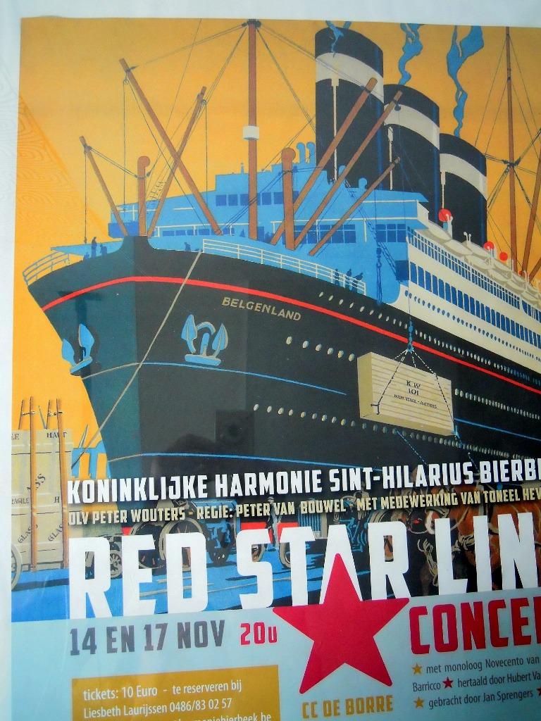 XL Red Star Line affiche in kader, Ophalen, Zo goed als nieuw, Motorboot of Zeilboot, Kaart, Foto of Prent