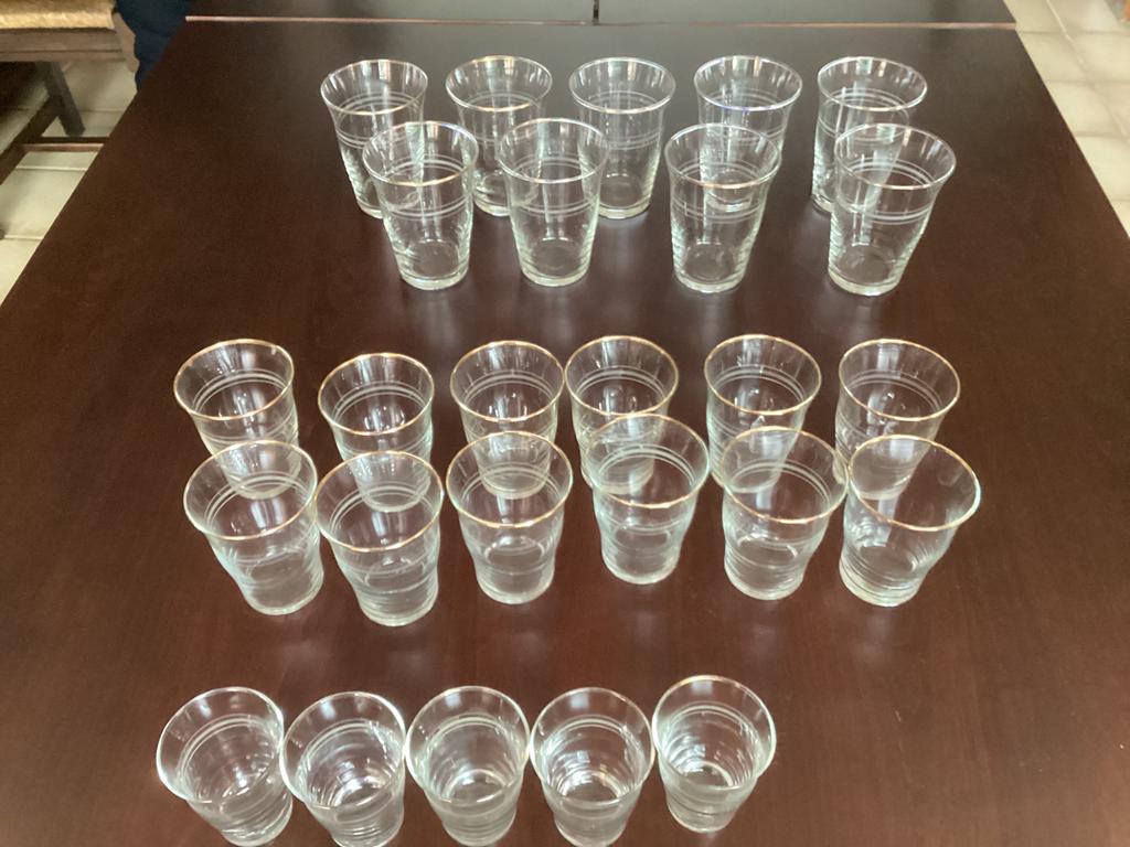 Glasservies met gouden boordje 26stuks, Ophalen of Verzenden