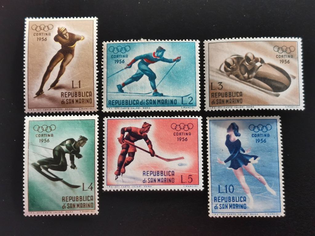 San Marino 1955 - wintersport, sport, ijshockey, schaatsen**, Ophalen of Verzenden