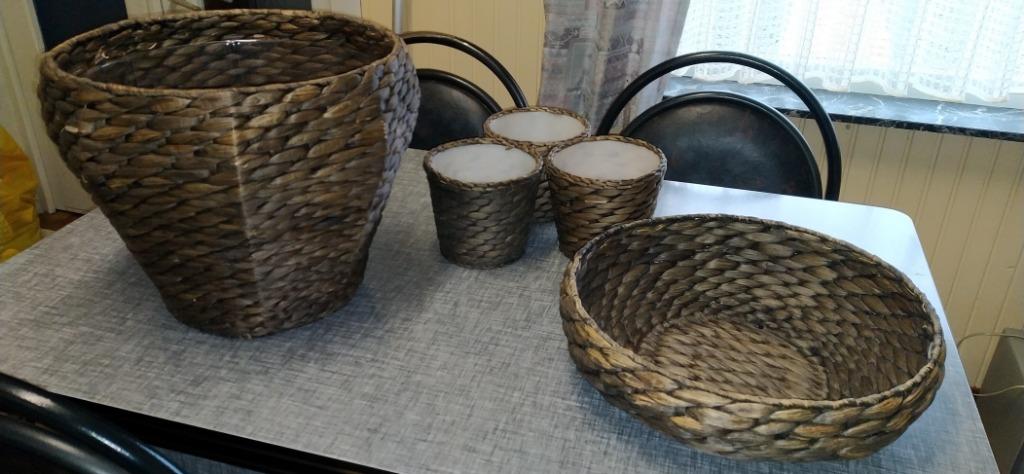 sierpotten + schaal van waterhyacint (handgemaakt), Enlèvement ou Envoi, Comme neuf, Autres matériaux, Intérieur