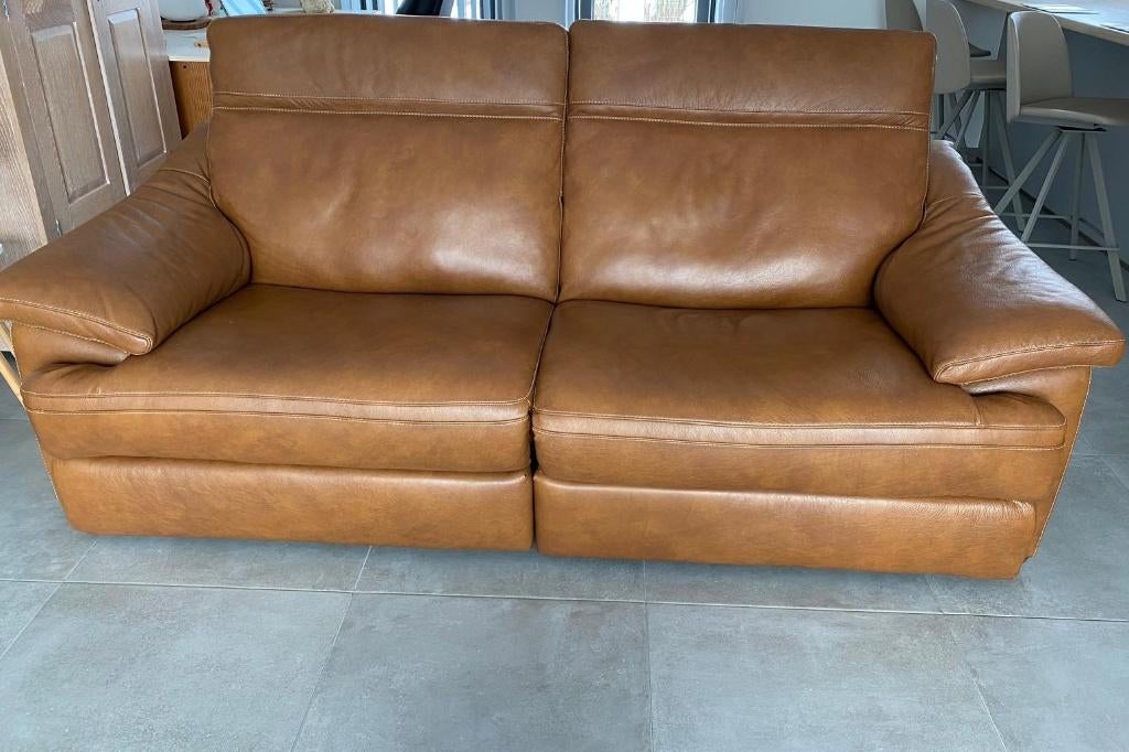 Divan cuir véritable Natuzzi (Editions), Maison & Meubles, Enlèvement, Comme neuf, Trois personnes, Cuir