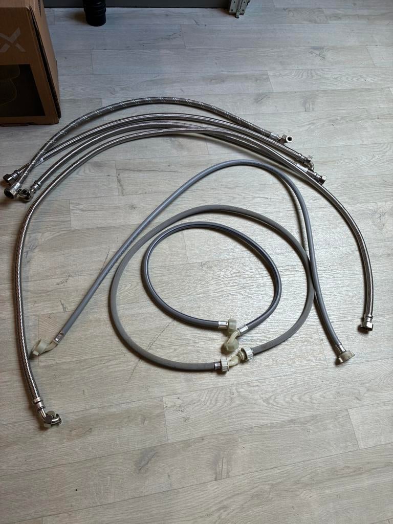 wasmachine aanvoerslangen inox 7 stuks nieuw 3/4, Elektronische apparatuur, Ophalen, Nieuw