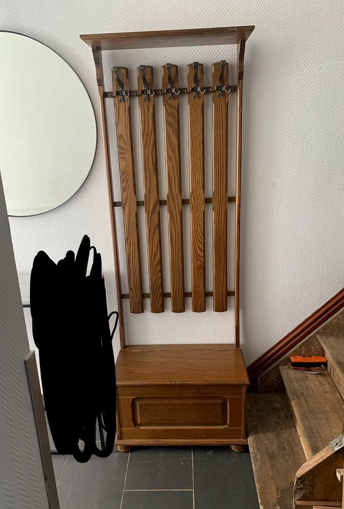 3 in 1 Vintage massieve houten kapstok, Ophalen