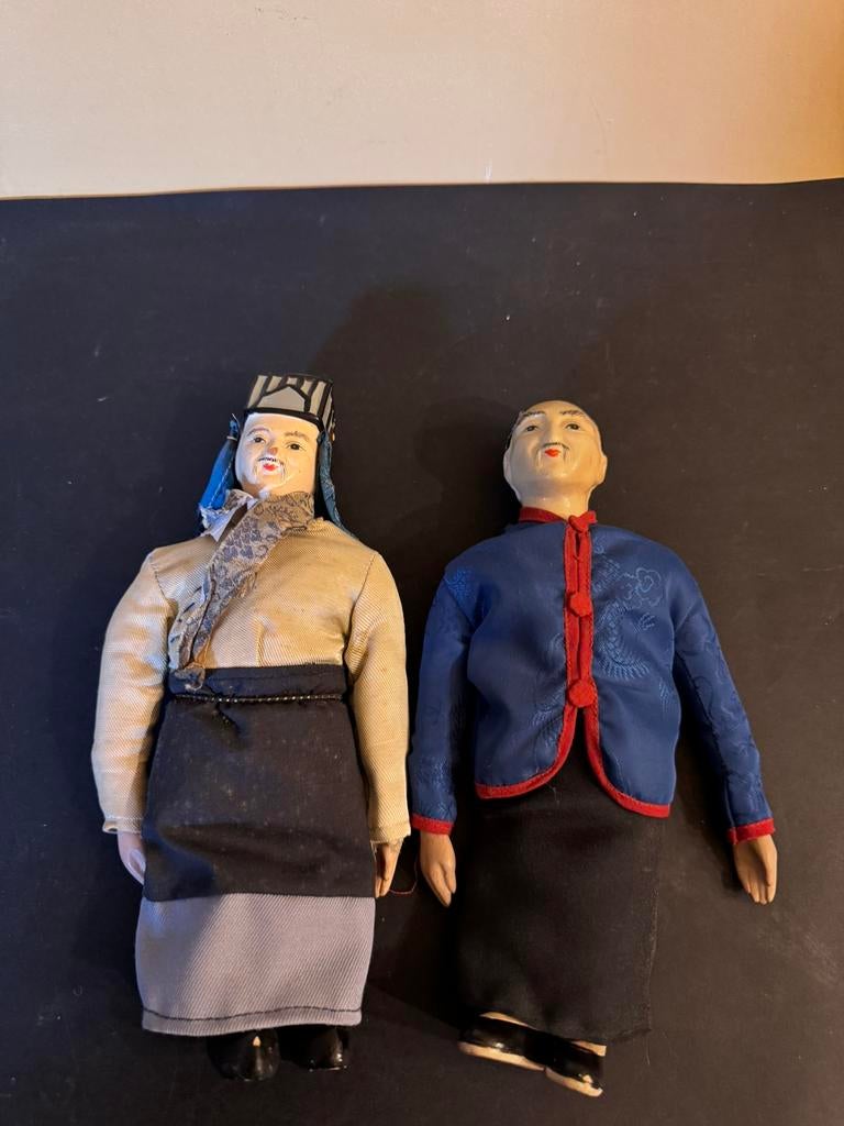 2 Chinese oude poppen jaren ‘30, Verzamelen, Poppen, Ophalen of Verzenden, Gebruikt, Overige typen