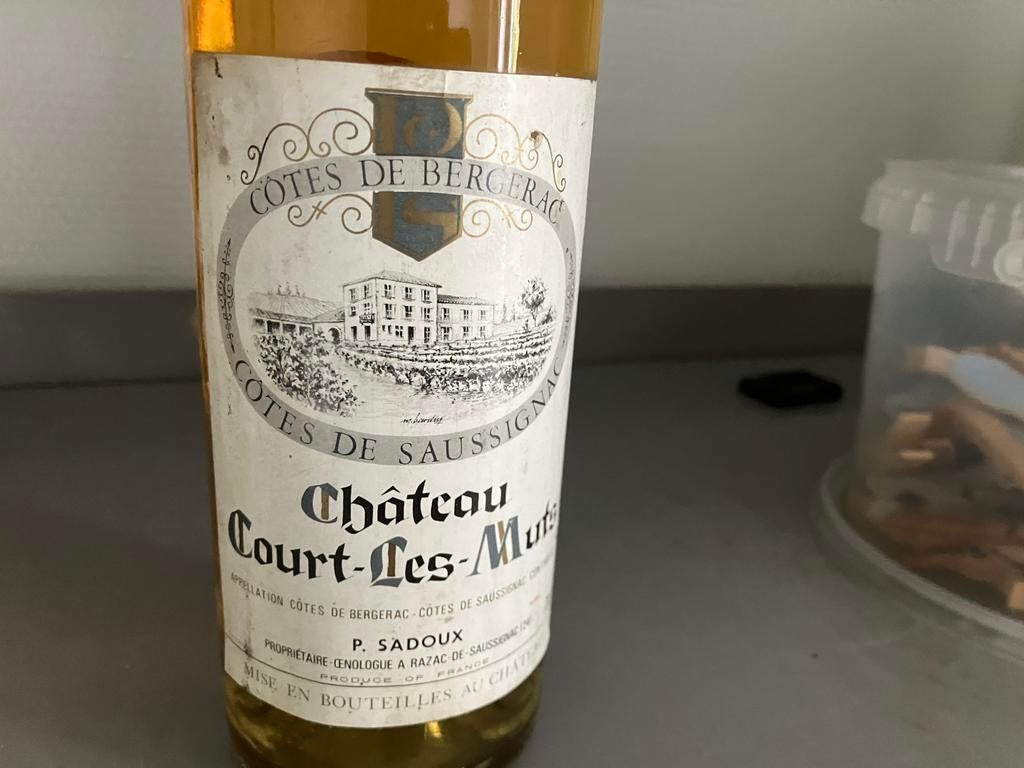1976 Chateau Court Les Mûts - Vignobles Pierre Sadoux, Collections, Vins, Enlèvement, Comme neuf, Vin blanc