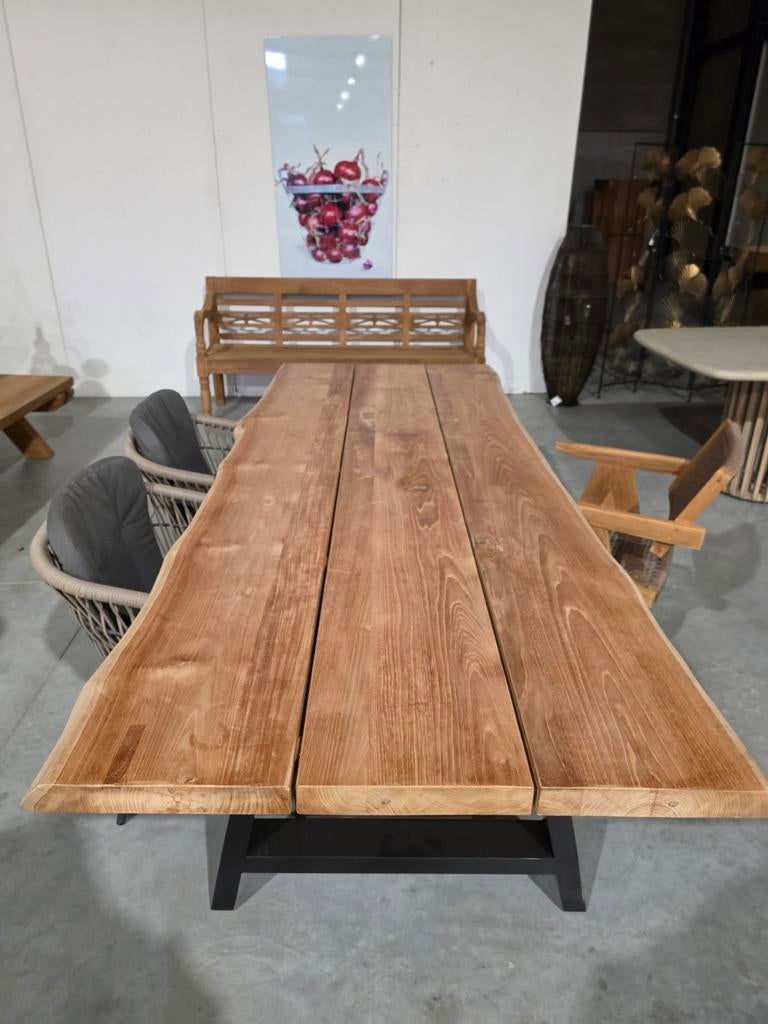 Tuintafel in teakhout boomstam, Ophalen