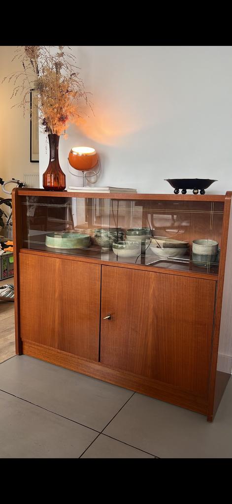Mid-century teak vitrinekast / dressoir – jaren 60”, Enlèvement ou Envoi, Comme neuf