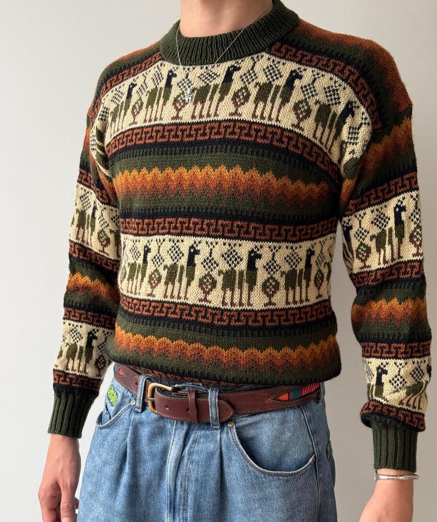 Alpaca Trui Bruin met Handgebreide Alpaca uit Peru (S;M;L), ANDERE, Bruin, Verzenden, Maat 42/44 (L)