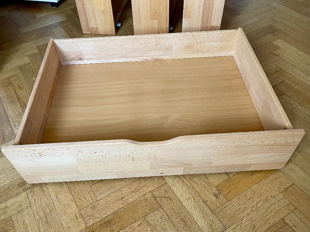 4 Coffres de lit en hêtre massif, Enlèvement, Comme neuf, 90 cm