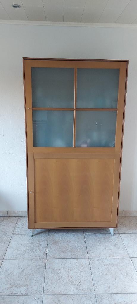 Barkast in notenhout, Ophalen, Glas, 50 tot 100 cm, Modern