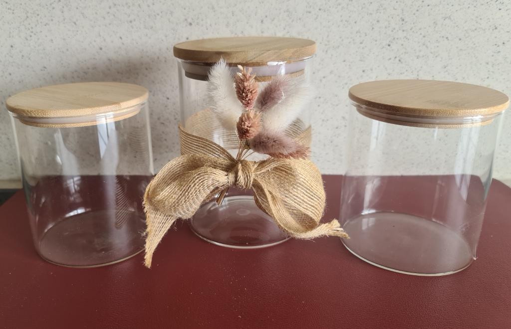 3 pots de conservation en verre, Enlèvement ou Envoi, Comme neuf, Verre, Récipient(s)