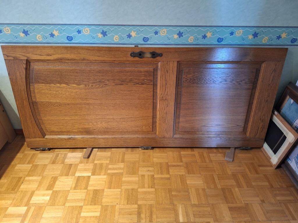 massief eiken binnendeur, compleet met kader en beslag, Doe-het-zelf en Bouw, Ophalen, Gebruikt, 80 tot 100 cm, Binnendeur