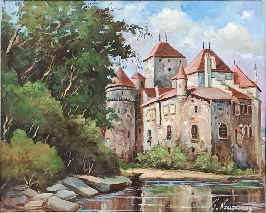 Gaston Noelanders (1910-1987): Kasteelzicht (O/D, 76 x 66cm), Ophalen of Verzenden