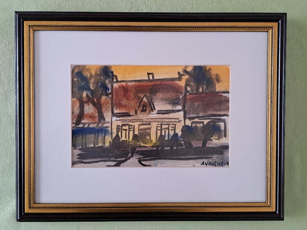 Alfons Vermeir (1905 - 1994)  Aquarel  zeer mooi werk !, Ophalen of Verzenden