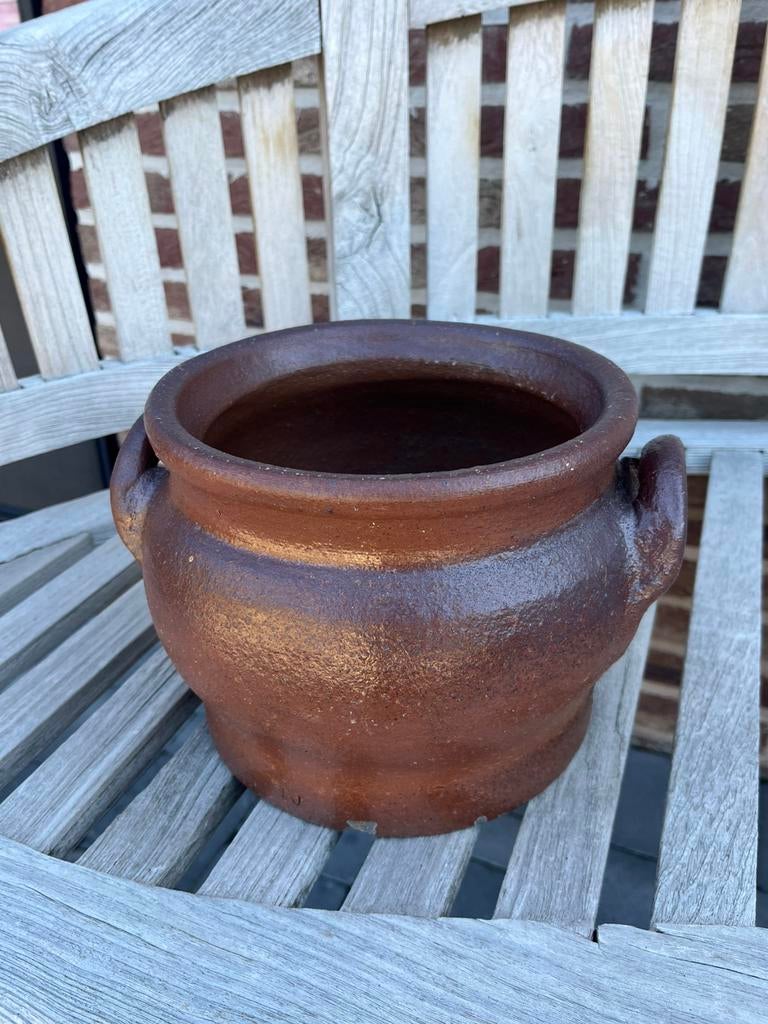 Oude boterpot met oren, Ophalen, Gebruikt