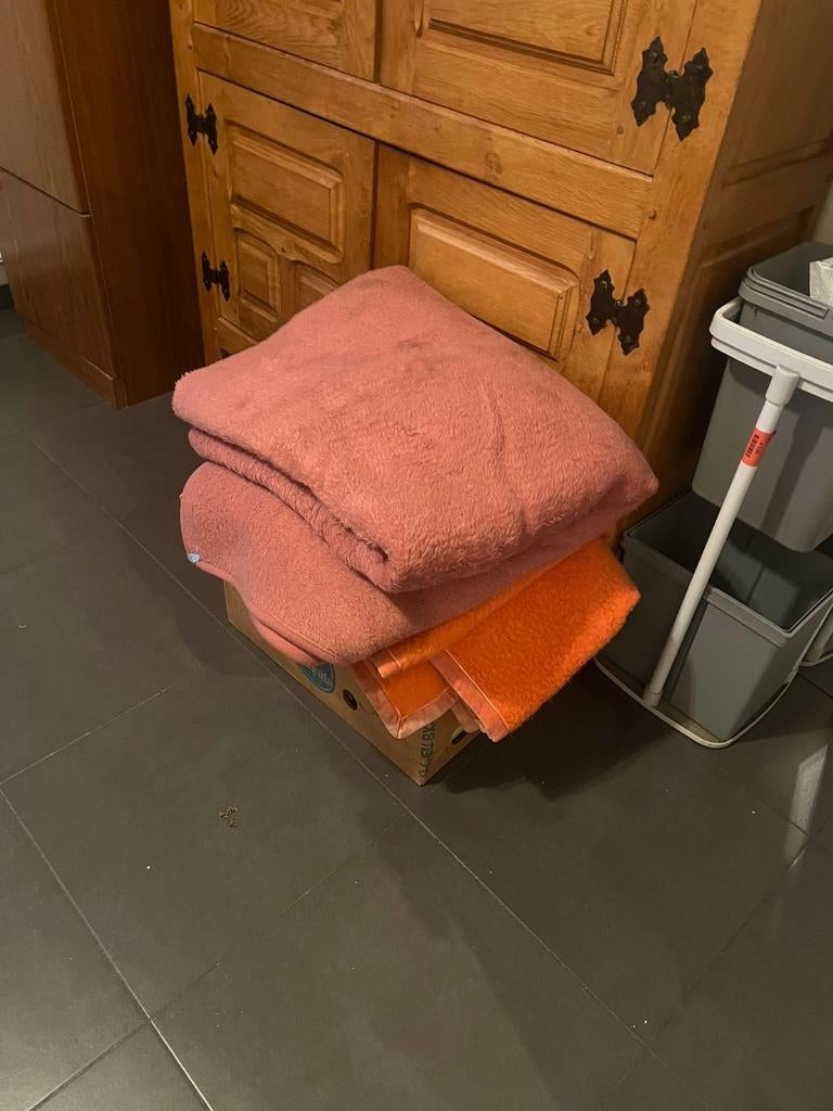 2 grote dekens, Huis en Inrichting, Slaapkamer | Beddengoed, Ophalen, Gebruikt, Tweepersoons, Oranje