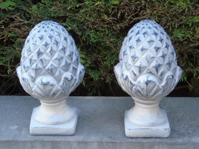 dennenappels in gepatineerde steen, paar H: 25 cm, Tuin en Terras, Ophalen of Verzenden, Nieuw