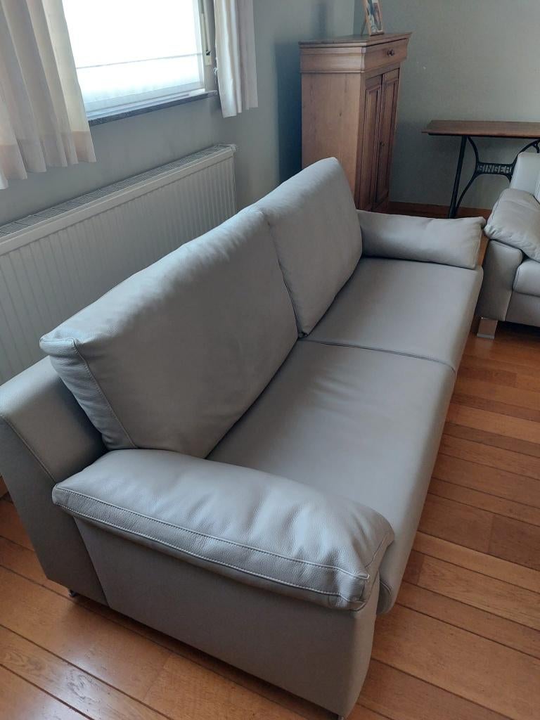 Zetels, Huis en Inrichting, Zetels | Zetels, Ophalen, Leer, Zo goed als nieuw, Rechte bank