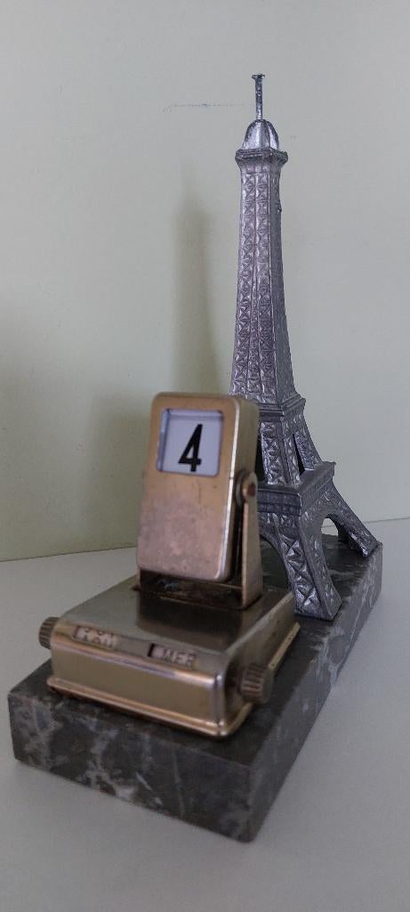 Eeuwigdurende kalender souvenir Parijs Eiffeltoren marmer, Ophalen of Verzenden, Gebruikt