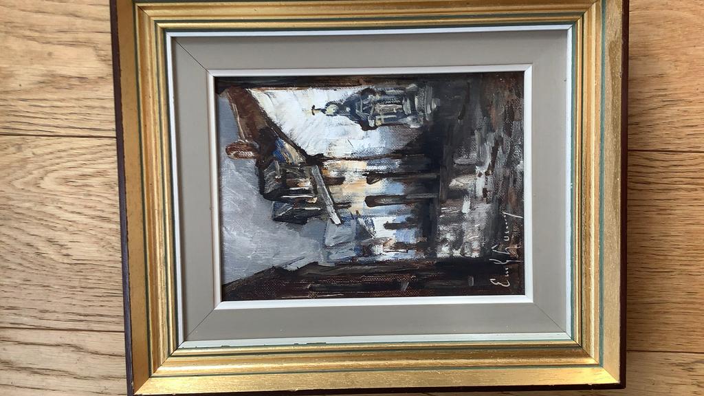 Tableau huile sur toile EMILE LAMMERS  vieux Bruxelles, Antiquités & Art, Enlèvement ou Envoi