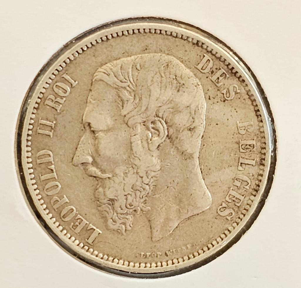 5 frank Leopold II, 1868, Postzegels en Munten, Zilver, Ophalen of Verzenden, Losse munt, Zilver