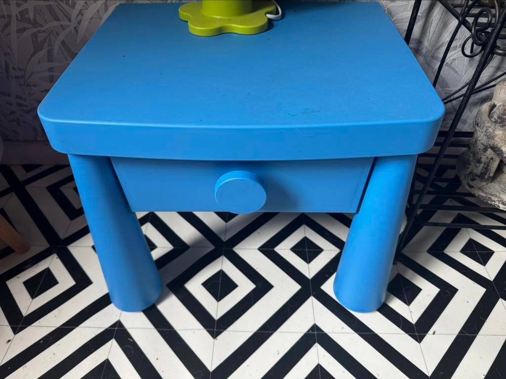 2 Tables de chevet IKEA vintage bleue, Enlèvement, Comme neuf