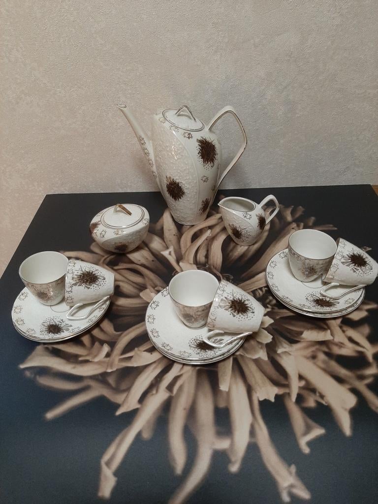 Mooi mokka servies, getekend, Ophalen of Verzenden