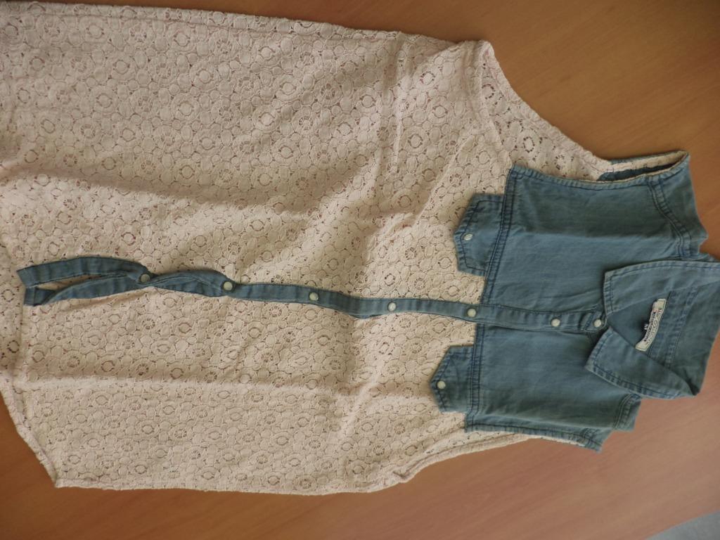 chemisier en jean et dentelle en taille 34, Enlèvement ou Envoi, Porté, Taille 34 (XS) ou plus petite