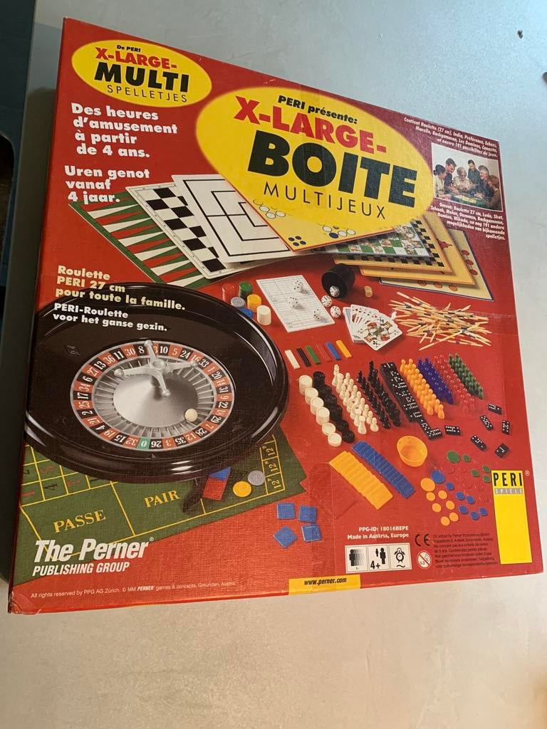 Lot gezelschapsspellen XL boite multijeux Peri (roulette,.), Hobby en Vrije tijd, Gezelschapsspellen | Overige, Ophalen of Verzenden