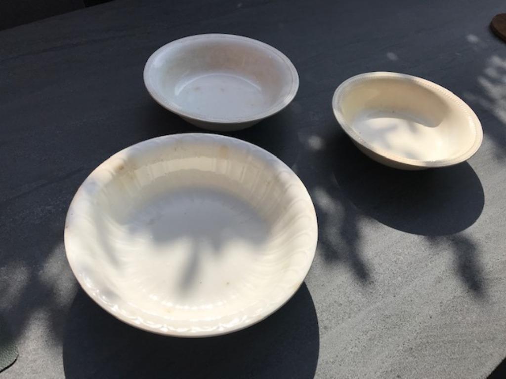 3 antieke kommen - slakommen - écru, Ophalen of Verzenden