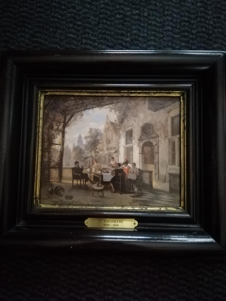 Reproductie "Rond de tafel" van LouisTielemans, Ophalen of Verzenden