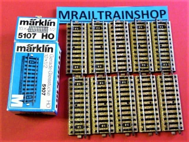 5107 MARKLIN HO -10 x RECHTE RAILS OVP (D2500471), Gebruikt, Marklin, Analoog, Rails