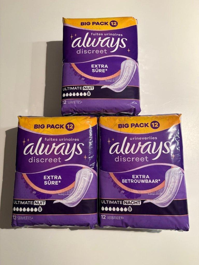 Always maandverband ultimate nacht 12 stuks x 3, Enlèvement, Neuf