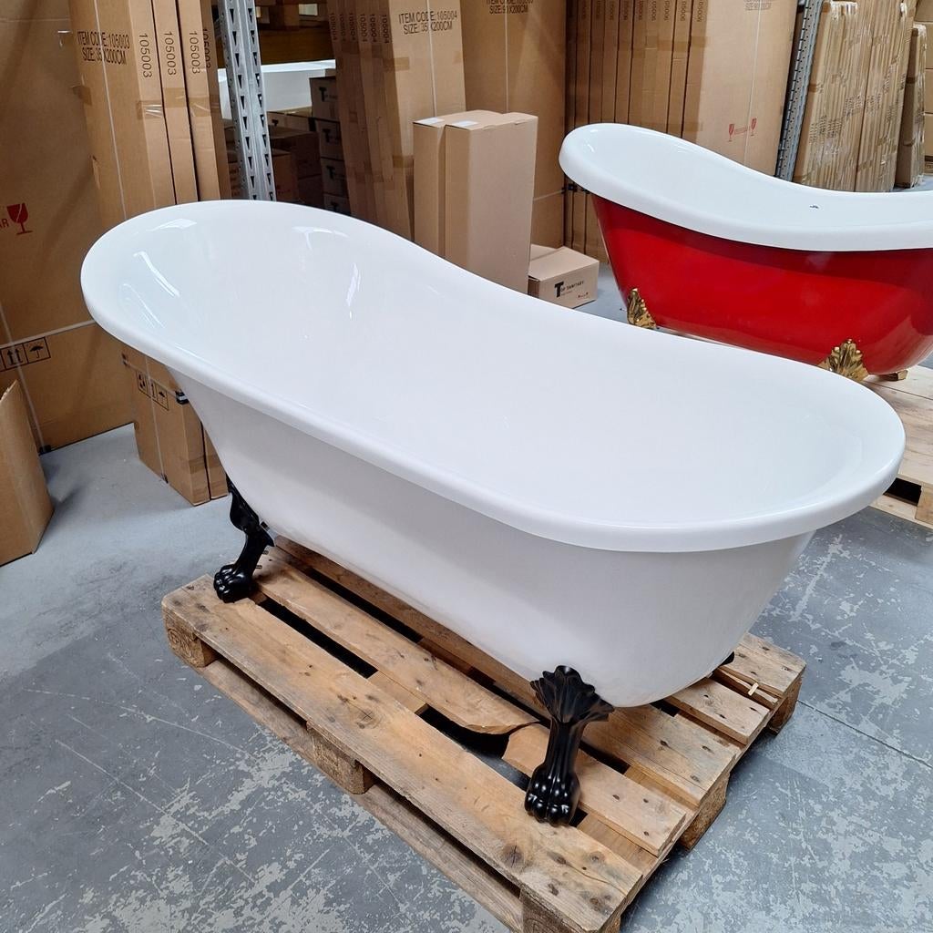 Vrijstaand ligbad op mat zwarte leeuwenpoten nr137, Ophalen of Verzenden, Nieuw