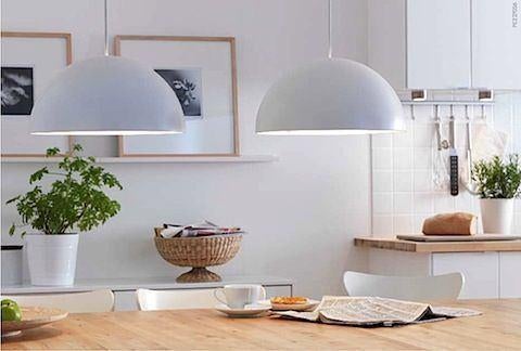 Twee Ikea brasa hanglampen wit, Métal, Comme neuf, Enlèvement, Retro