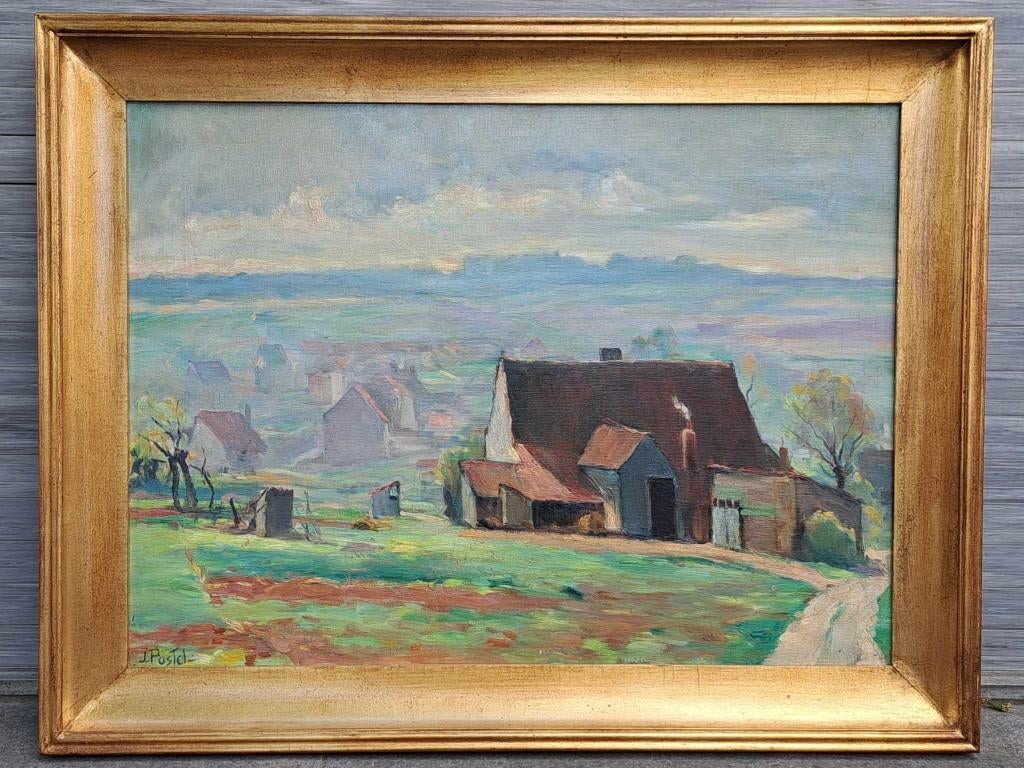 huile sur toile paysage signe jules postel, Enlèvement ou Envoi