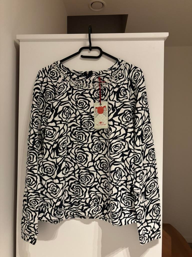 J.S. Millenium Top met Rozenprint en Parels – Maat: S, Vêtements | Femmes, Enlèvement ou Envoi, Neuf, Taille 36 (S), Noir
