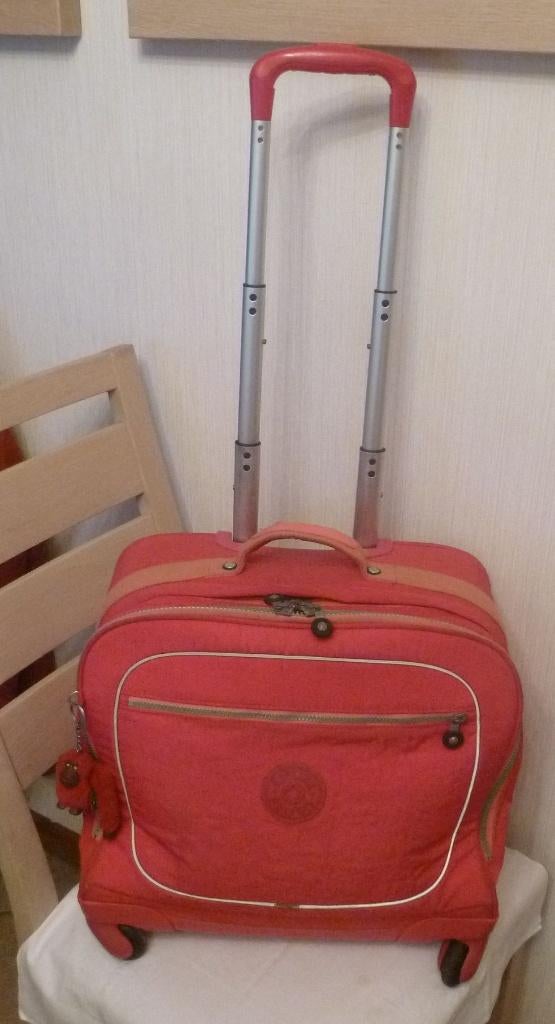 Kipling trolley 4 wielen tweekleurig + aap, Gebruikt, Overige kleuren, Aktetas of Boekentas, 40 tot 50 cm