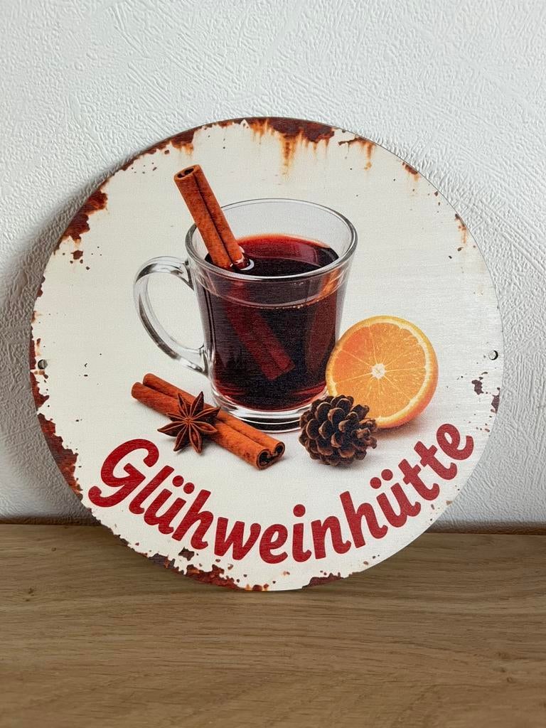 Glühwein metalen bord met glühwein, Ophalen of Verzenden, Zo goed als nieuw