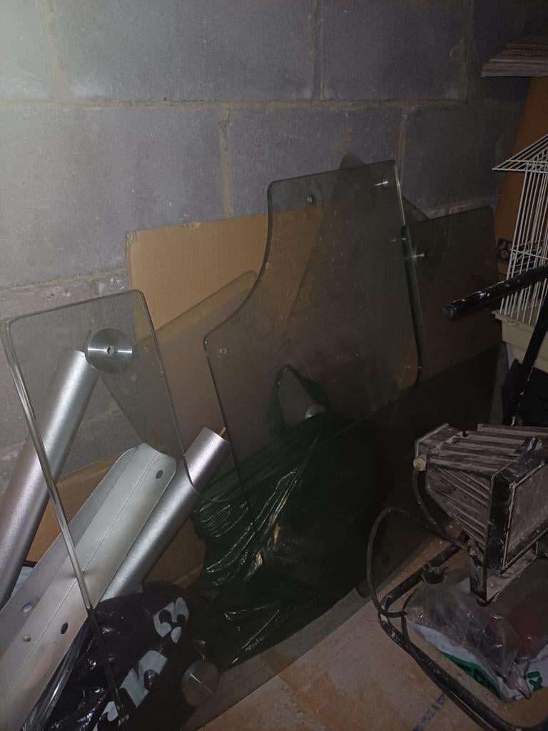 Bureau design en verre et métal inox pour ordinateur, Enlèvement