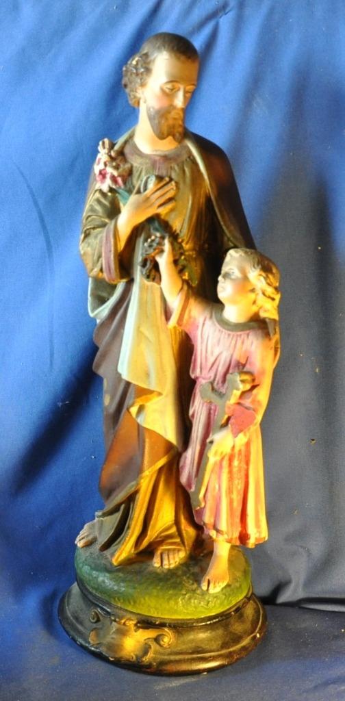 grande statue saint joseph a l'enfant en platre 45 cm, Antiquités & Art, Enlèvement ou Envoi