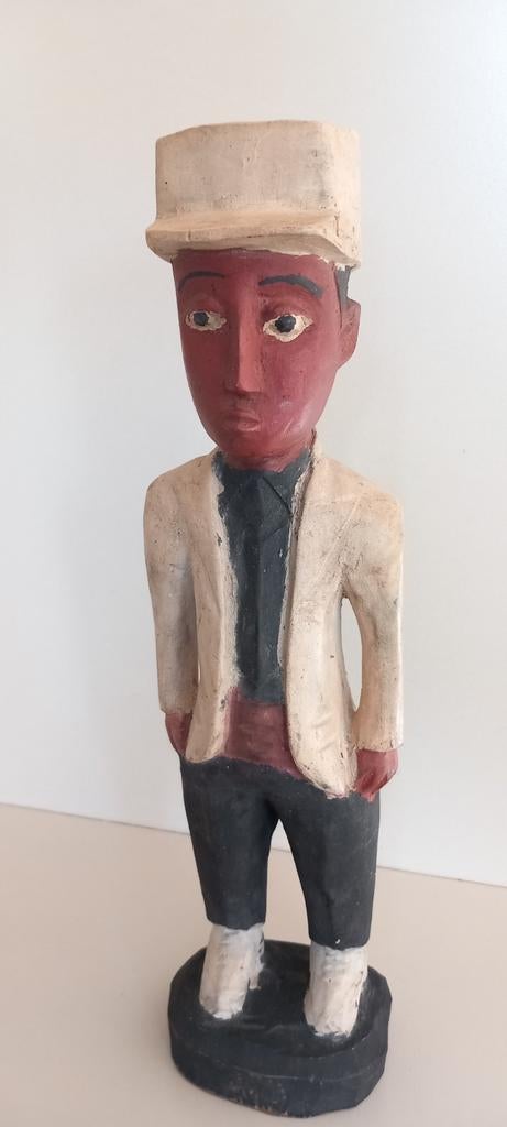Ancienne statuette en bois "Colon" Baoulé Côte d'Ivoire, Antiquités & Art, Enlèvement ou Envoi
